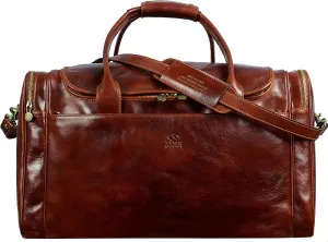 Leather Duffel Bag Weekend Bag Gym Large Travel Bag - Time Resistance