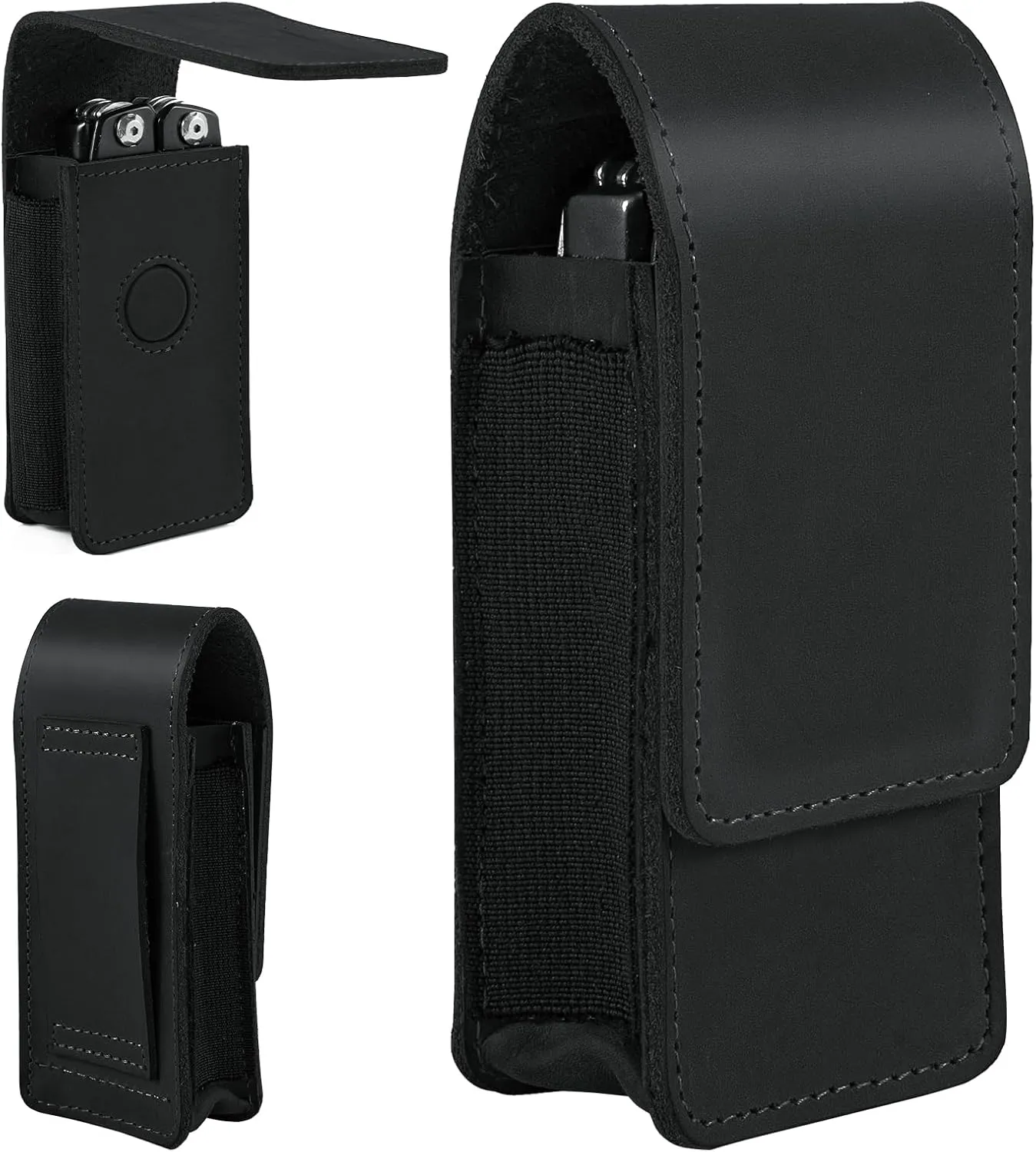 Leather Multitool Sheath Belt Holster Tool Pouch for Leatherman, Leather Pocket Organizer, Multitool Pouch Fits Folding Tool, EDC Multi Tool Sheath, Multi-Purpose Belt Clip