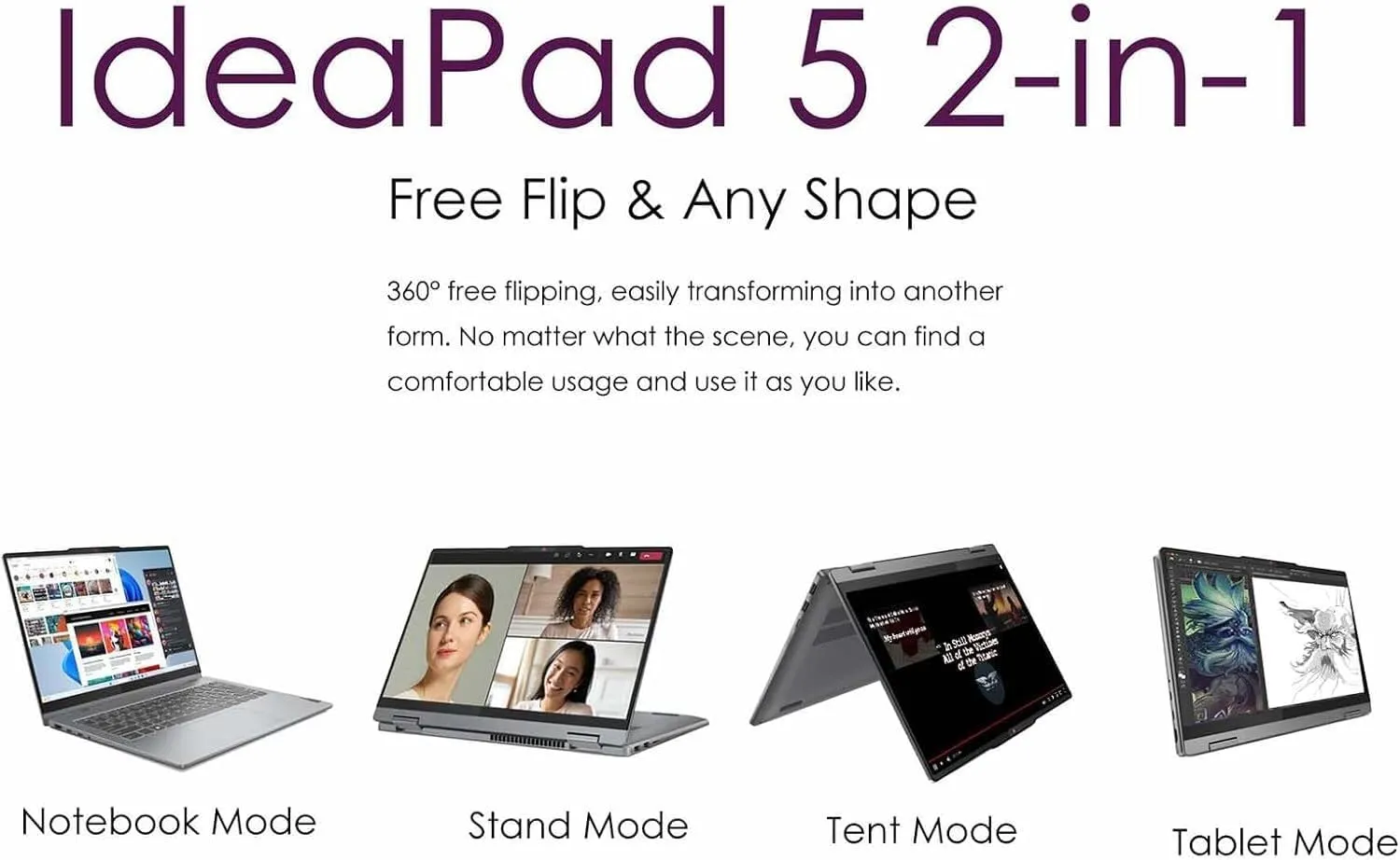 Lenovo IdeaPad 5i 2-in-1 Laptop - 14" WUXGA IPS Touchscreen, Core 7 150U(>i7-1355U, 5.4 GHz), 16GB LPDDR5X, 2TB SSD, Backlit KB, Fingerprint Reader, Windows 11 Pro, Copilot, Office, w/Drive