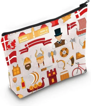 LEVLO Denmark Travel Culture Gift Danish Theme Travel Pouch Bag Europe Denmark Landmarks Gift Denmark Souvenir Gift (Denmark)