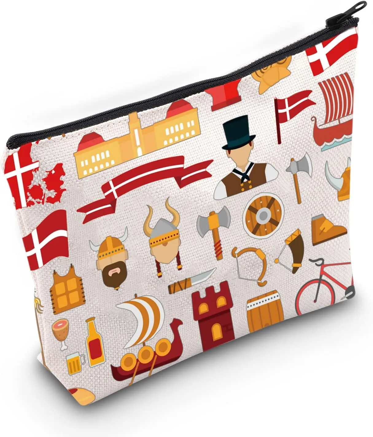 LEVLO Denmark Travel Culture Gift Danish Theme Travel Pouch Bag Europe Denmark Landmarks Gift Denmark Souvenir Gift (Denmark)