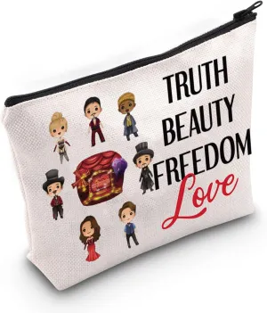 LEVLO Musical Characters Cosmetic Bag Gift For Musical Theatre Fans Truth Beauty Freedom Love Drama Merch (Truth Freedom Characters)