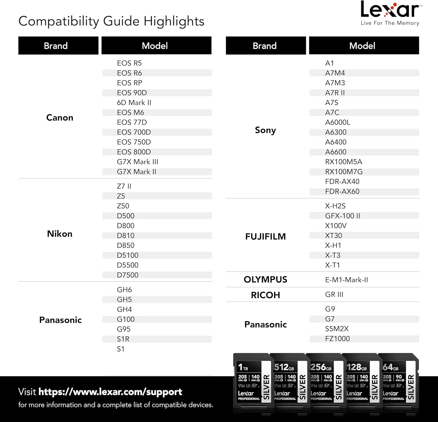 Lexar 128GB Professional Silver SD Card, UHS-I, C10, U3, V30, 4K, Up to 205/140 MB/s SDXC Memory Card, for Professional Photographer, Videographer, Enthusiast (LSDSILV128G-BNNNU)