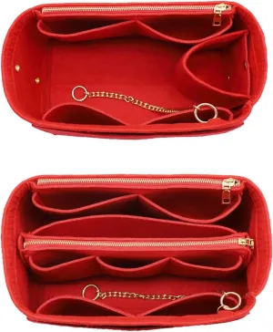 LEXSION 3 in 1 Felt Purse Organizer Insert Bag in Bag with a Bottle Holder Shaper 8026 Red M