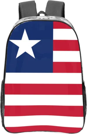 Liberian Flag Transparent Backpack-16-Inch Pvc Clear Backpack With Side Pockets,Black