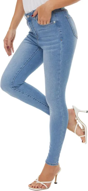 LICTZNEE Womens Skinny Jeans Mid Rise, Stretch Denim Jean Slim Fit Leg Elastic Waist Pants with Pockets