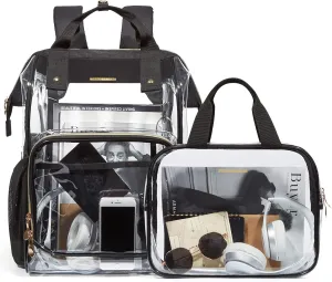 LIGHT FLIGHT Clear Backpack Heavy Duty Transparent Backpack Set See Through Bookbags Durable Backpacks for College, Security