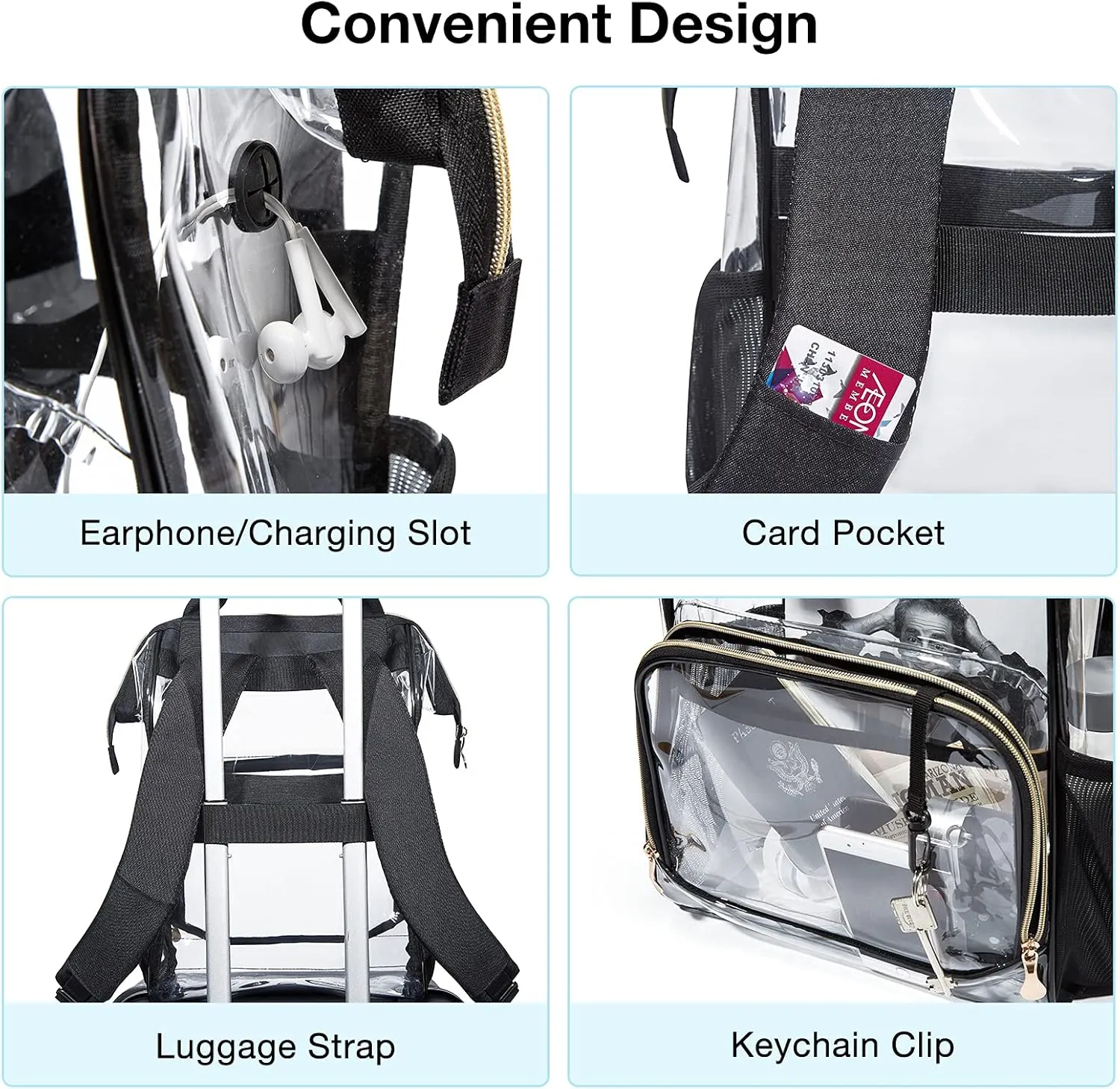 LIGHT FLIGHT Clear Backpack Heavy Duty Transparent Backpack Set See Through Bookbags Durable Backpacks for College, Security