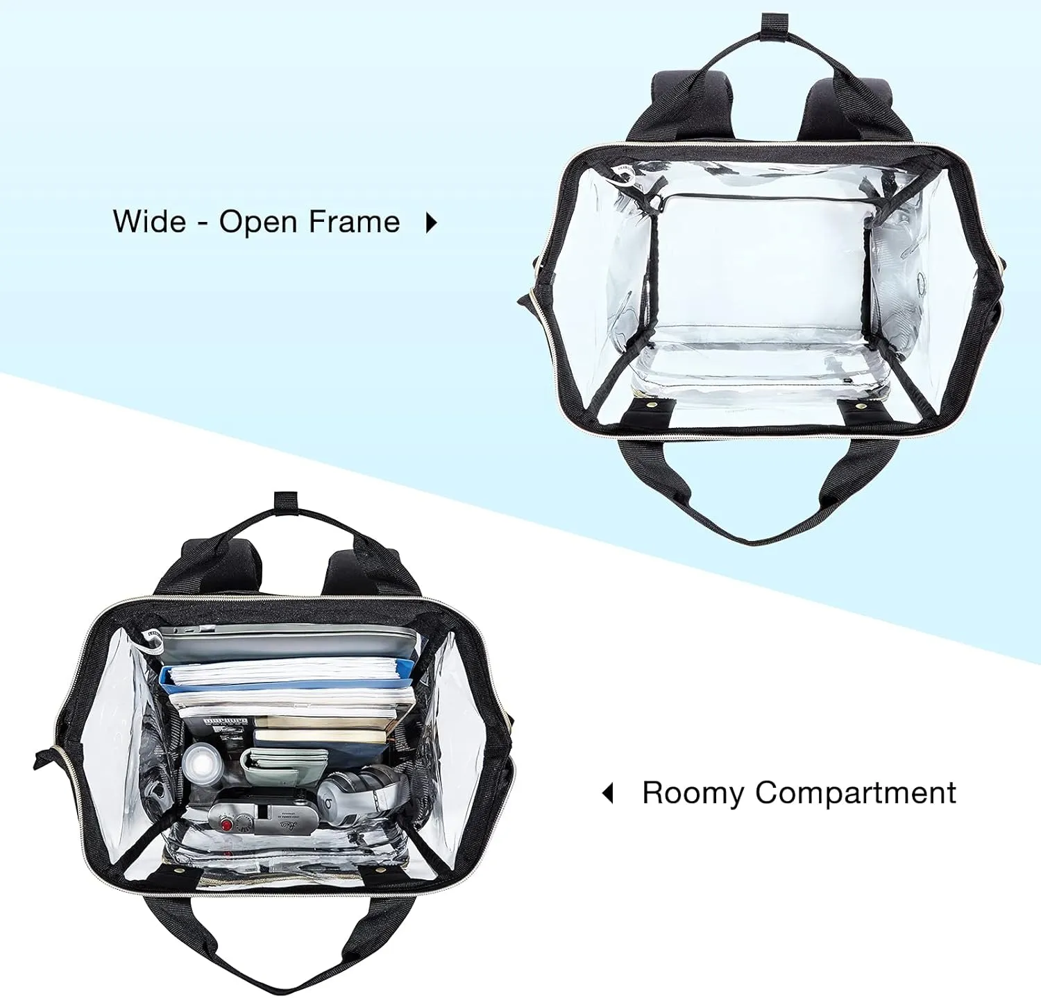 LIGHT FLIGHT Clear Backpack Heavy Duty Transparent Backpack Set See Through Bookbags Durable Backpacks for College, Security