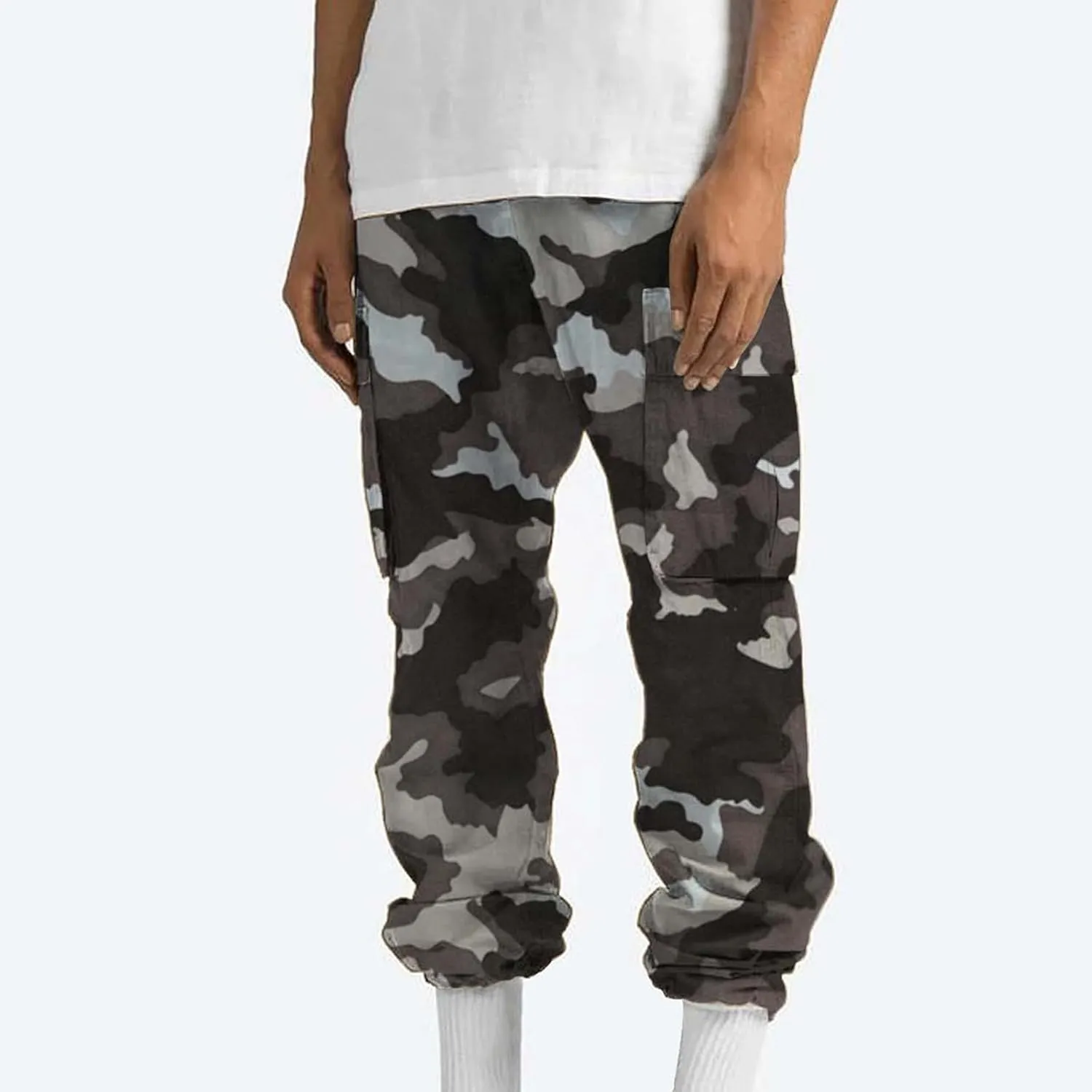 Light Weight Cargo Pants for Men Casual Outdoor Hiking Cotton Joggers Loose Fit Work Multi Pockets Baggy Track Pants