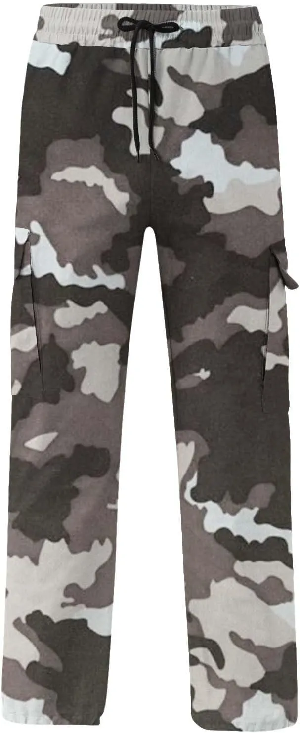 Light Weight Cargo Pants for Men Casual Outdoor Hiking Cotton Joggers Loose Fit Work Multi Pockets Baggy Track Pants
