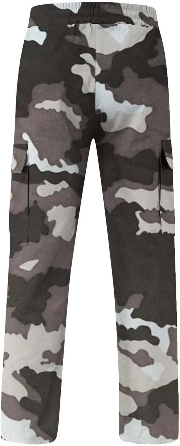 Light Weight Cargo Pants for Men Casual Outdoor Hiking Cotton Joggers Loose Fit Work Multi Pockets Baggy Track Pants