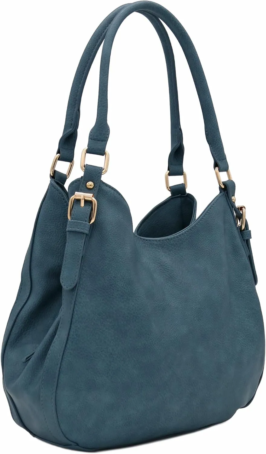 Lightweight 3 Compartment Faux Leather Medium Hobo Bag