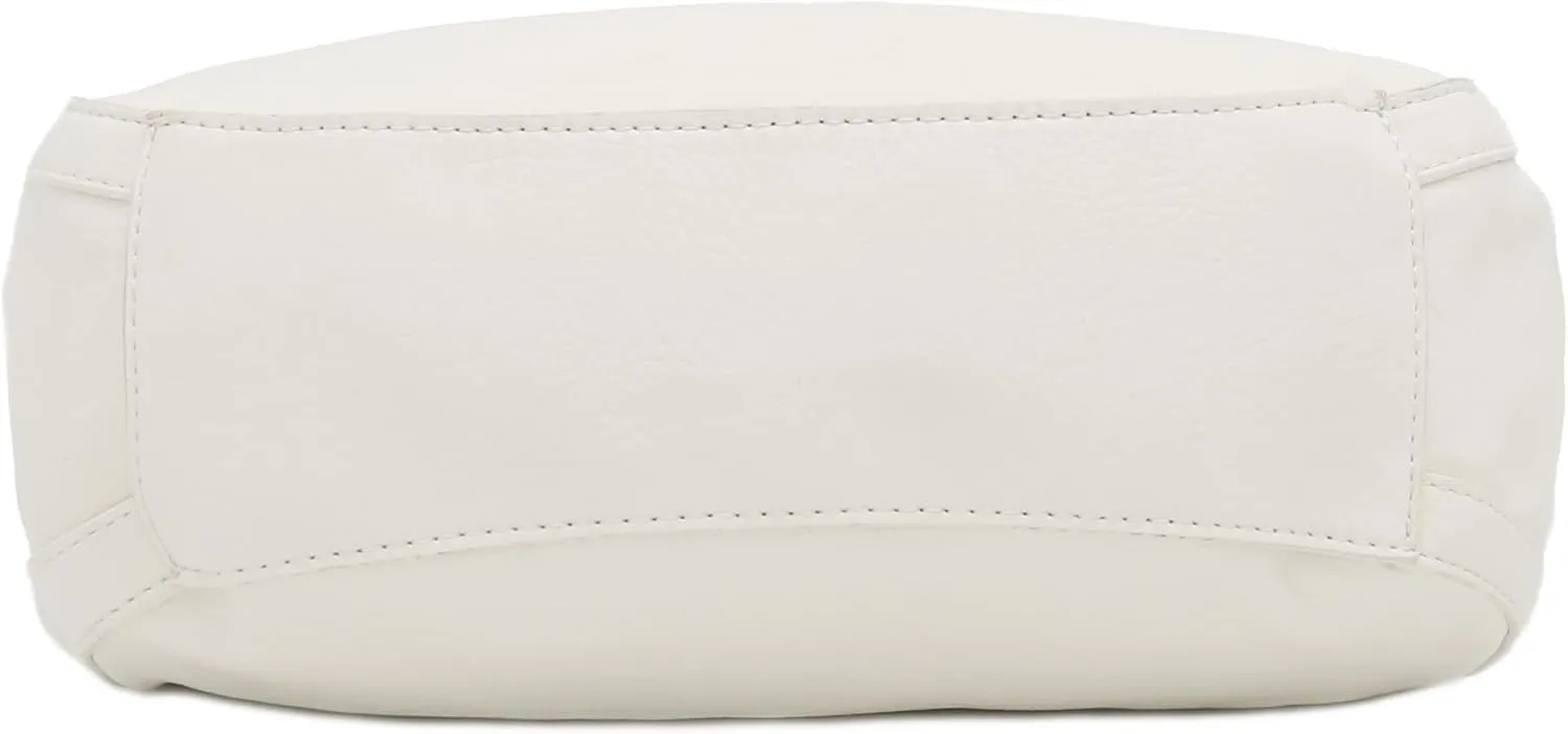 Lightweight 3 Compartment Faux Leather Medium Hobo Bag
