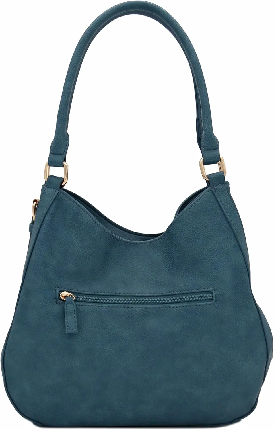 Lightweight 3 Compartment Faux Leather Medium Hobo Bag