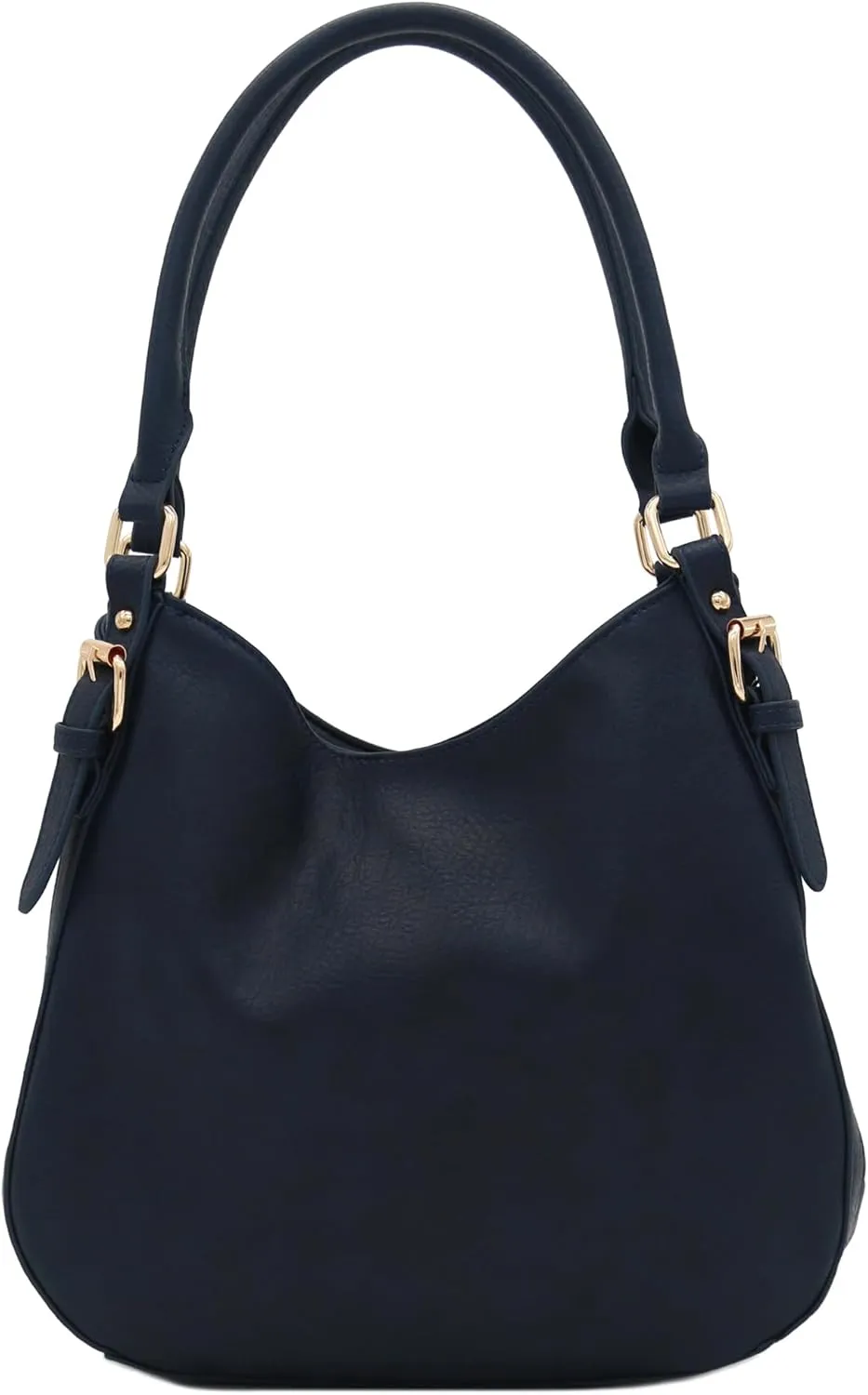 Lightweight 3 Compartment Faux Leather Medium Hobo Bag