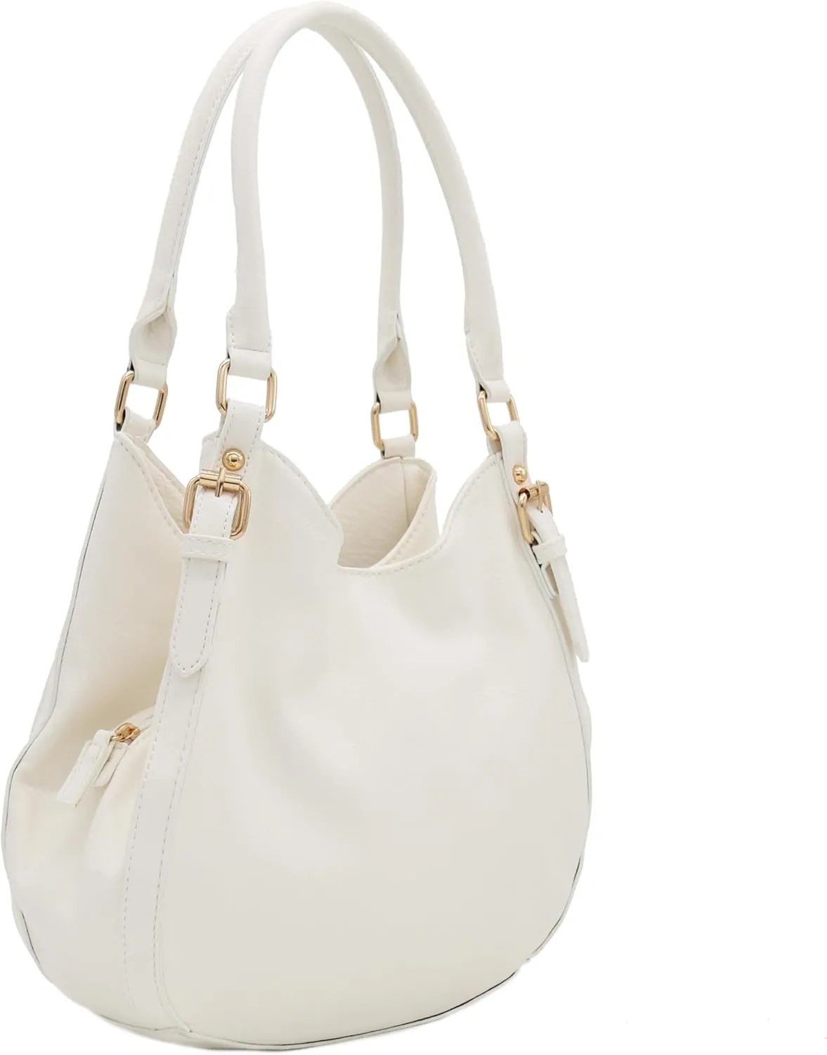 Lightweight 3 Compartment Faux Leather Medium Hobo Bag