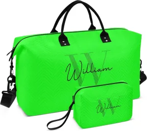 Lime Custom Travel Duffel Bag with Toiletry Bag Personalized Weekender Bag for Travel Sports Trips Large Overnight Bag Gym Duffel Bag for Women & Men