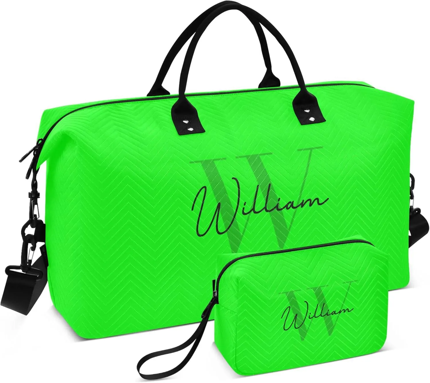 Lime Custom Travel Duffel Bag with Toiletry Bag Personalized Weekender Bag for Travel Sports Trips Large Overnight Bag Gym Duffel Bag for Women & Men