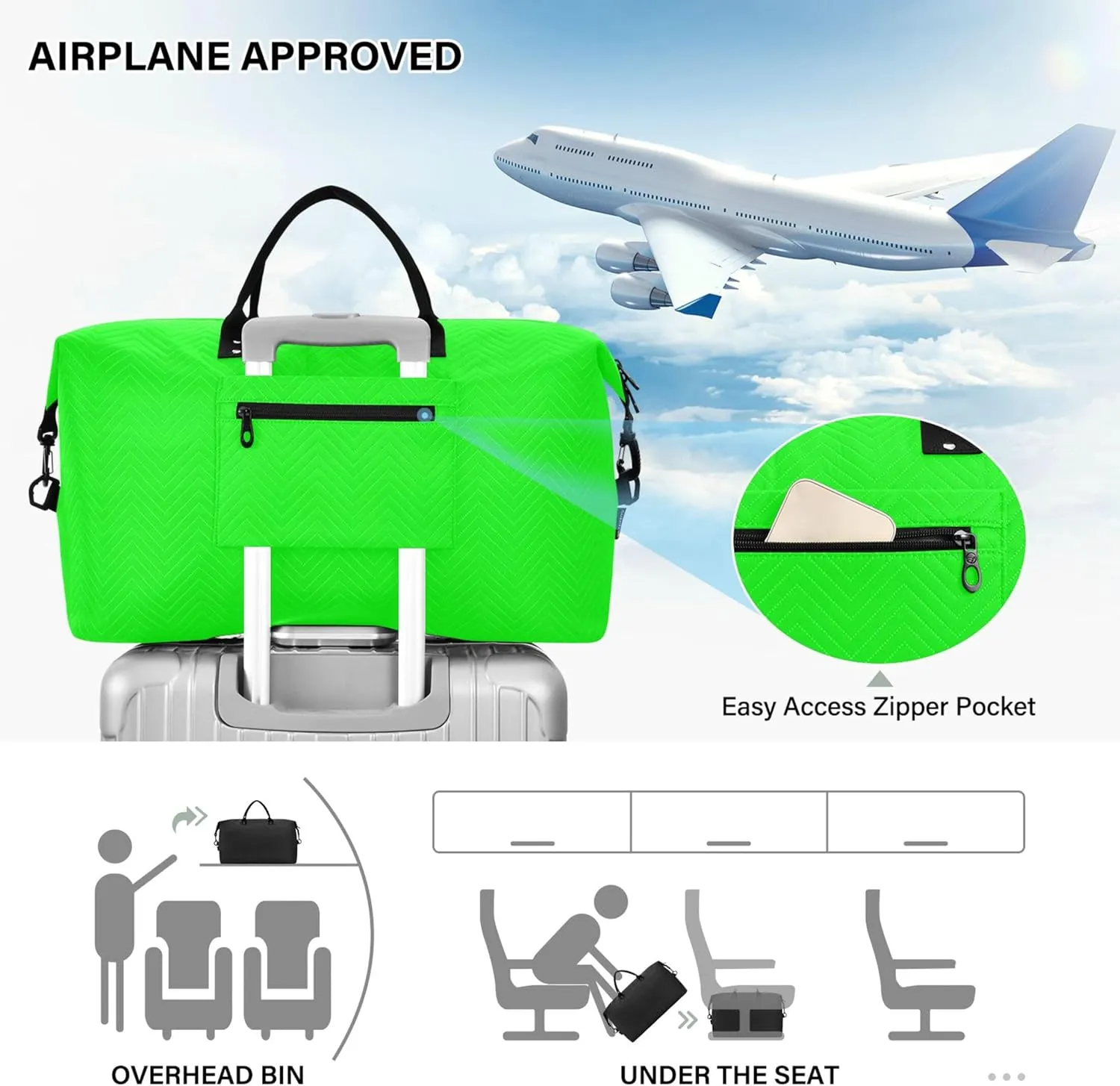 Lime Custom Travel Duffel Bag with Toiletry Bag Personalized Weekender Bag for Travel Sports Trips Large Overnight Bag Gym Duffel Bag for Women & Men
