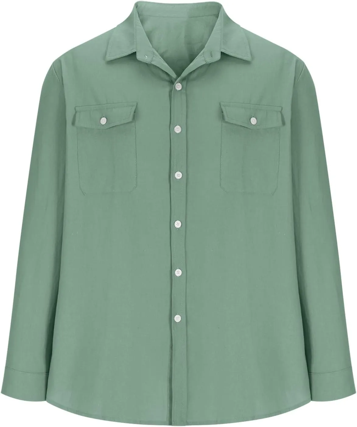 Linen Shirt Men Long Sleeve Solid Color Cotton Linen Button Down Tees with Pockets 2025 Spring Casual Blouses Top