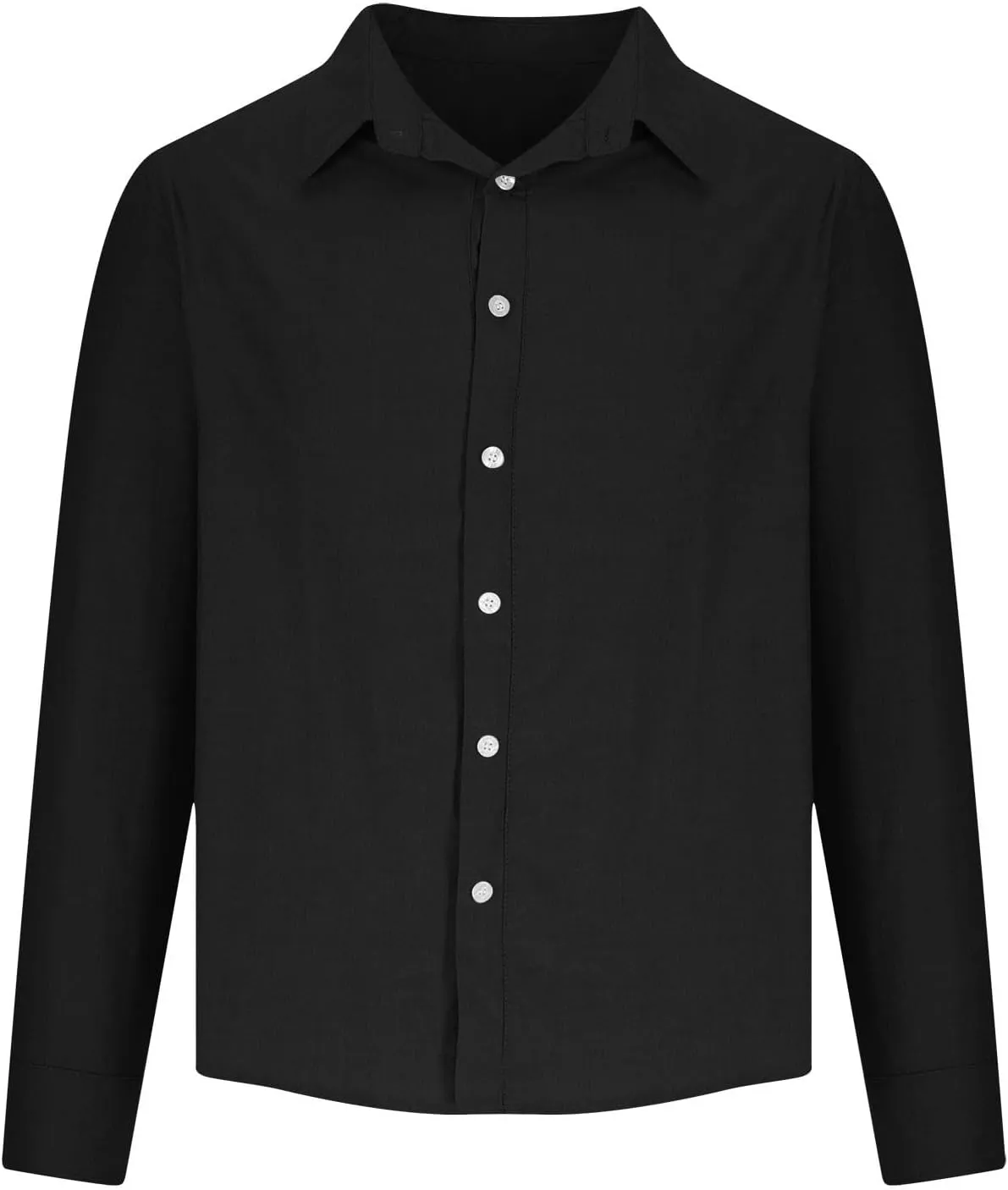 Linen Shirts Men Long Sleeve Cotton Button Down Solid Color Dress Shirt Lapel Trendy Casual Comfy Summer Tees Blouses