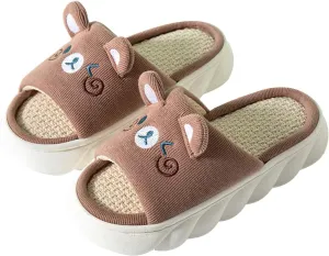 Linen Slippers - Lightweight, Safe and Non-Slip, Breathable, and Fashionable with Soft and Thick Soles for a Comfortable Walk - No Odor