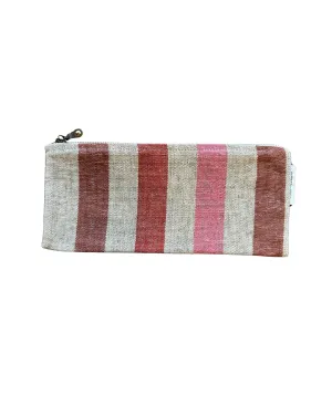 Linen Stripe Zipper Pouch