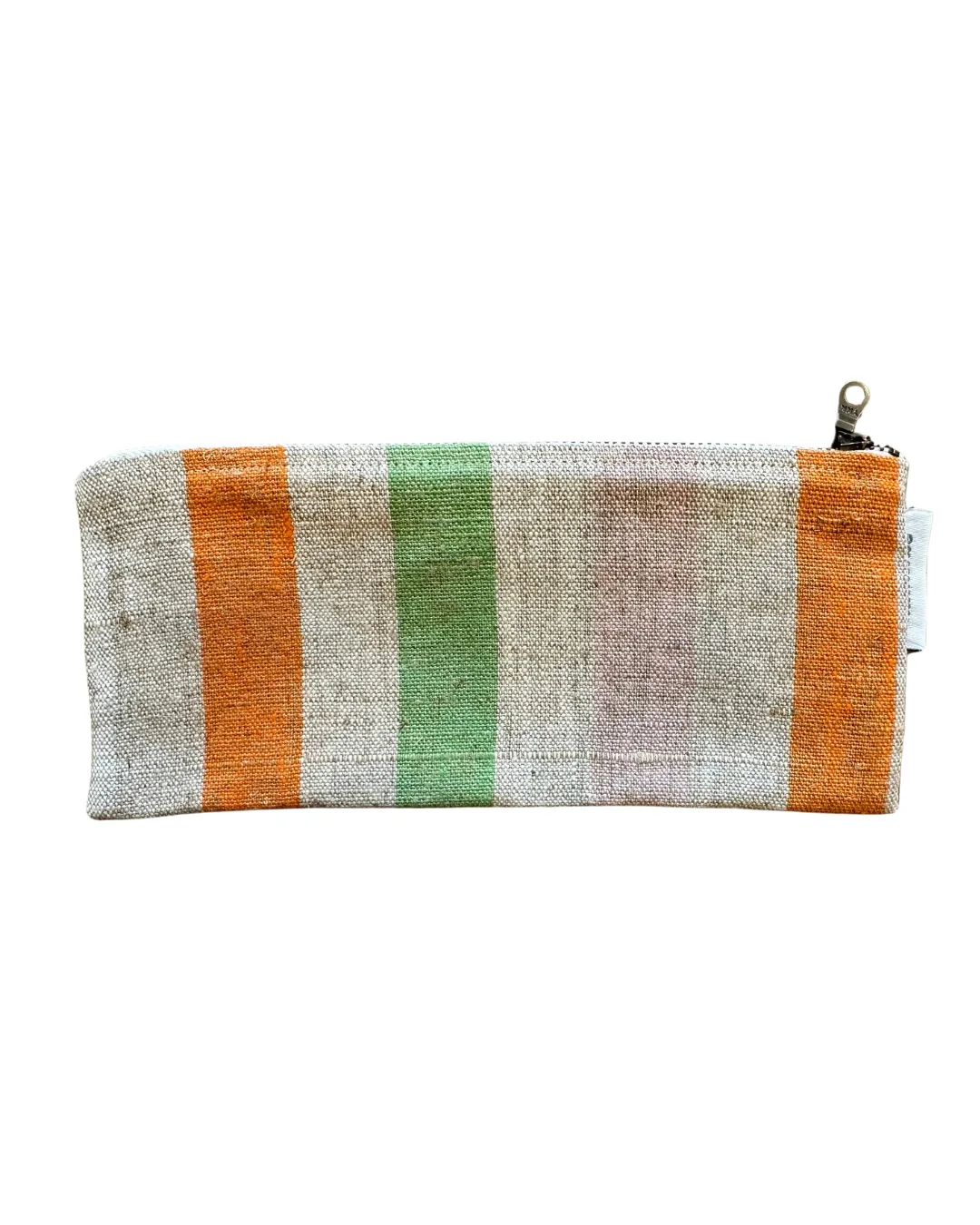 Linen Stripe Zipper Pouch