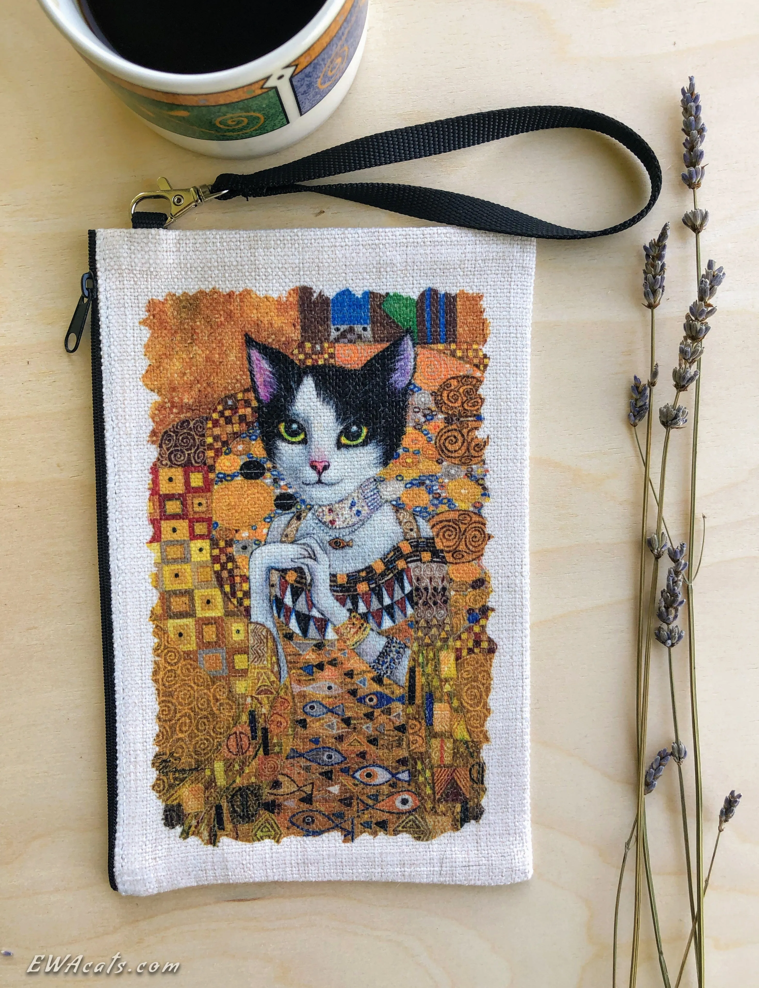 Linen Wallet "Cat in Gold"
