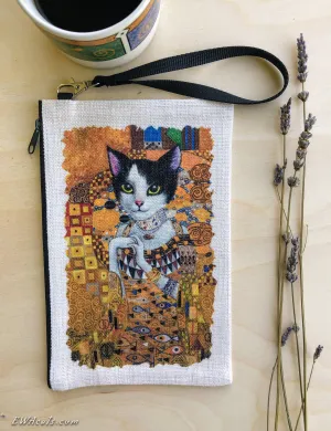 Linen Wallet "Cat in Gold"