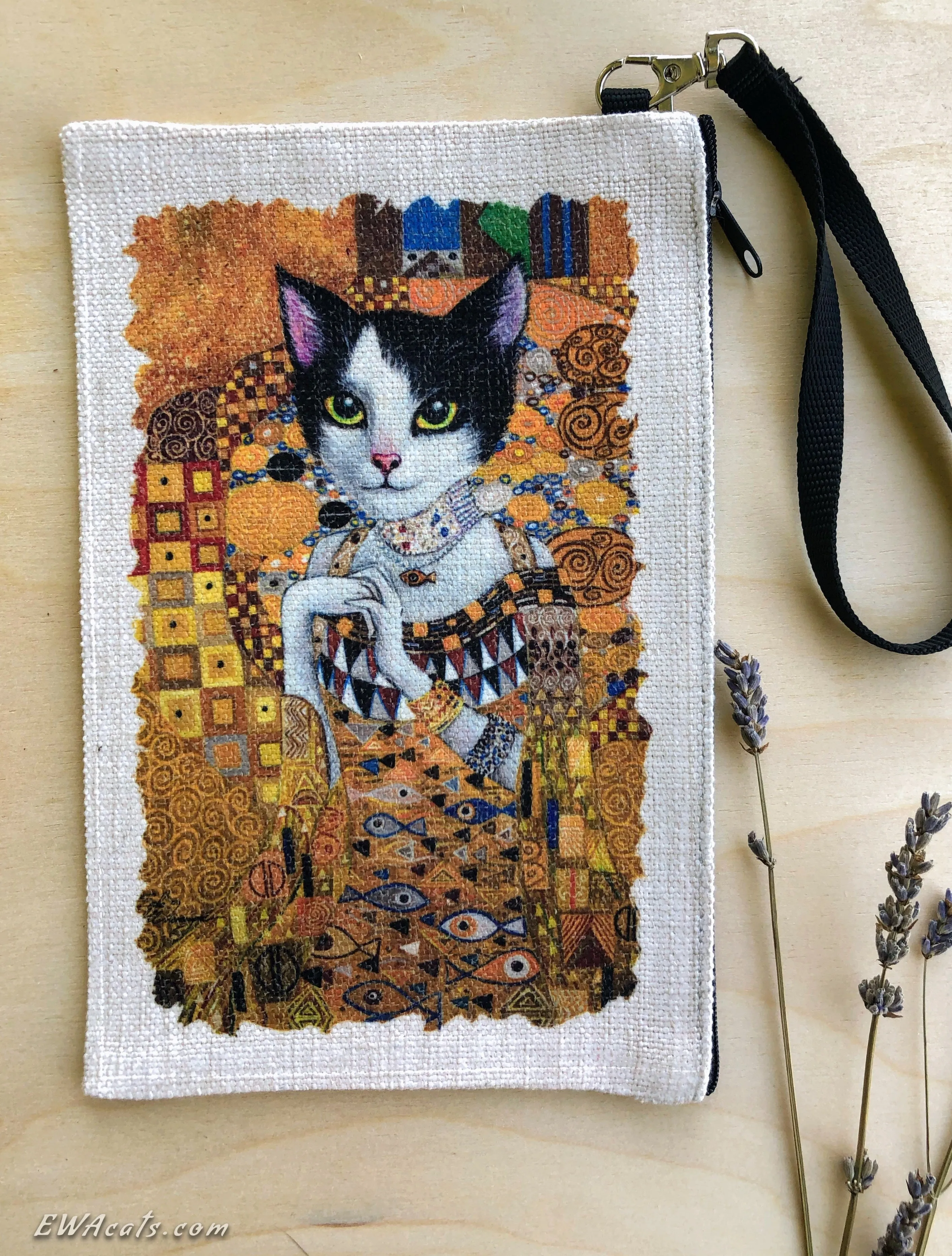 Linen Wallet "Cat in Gold"