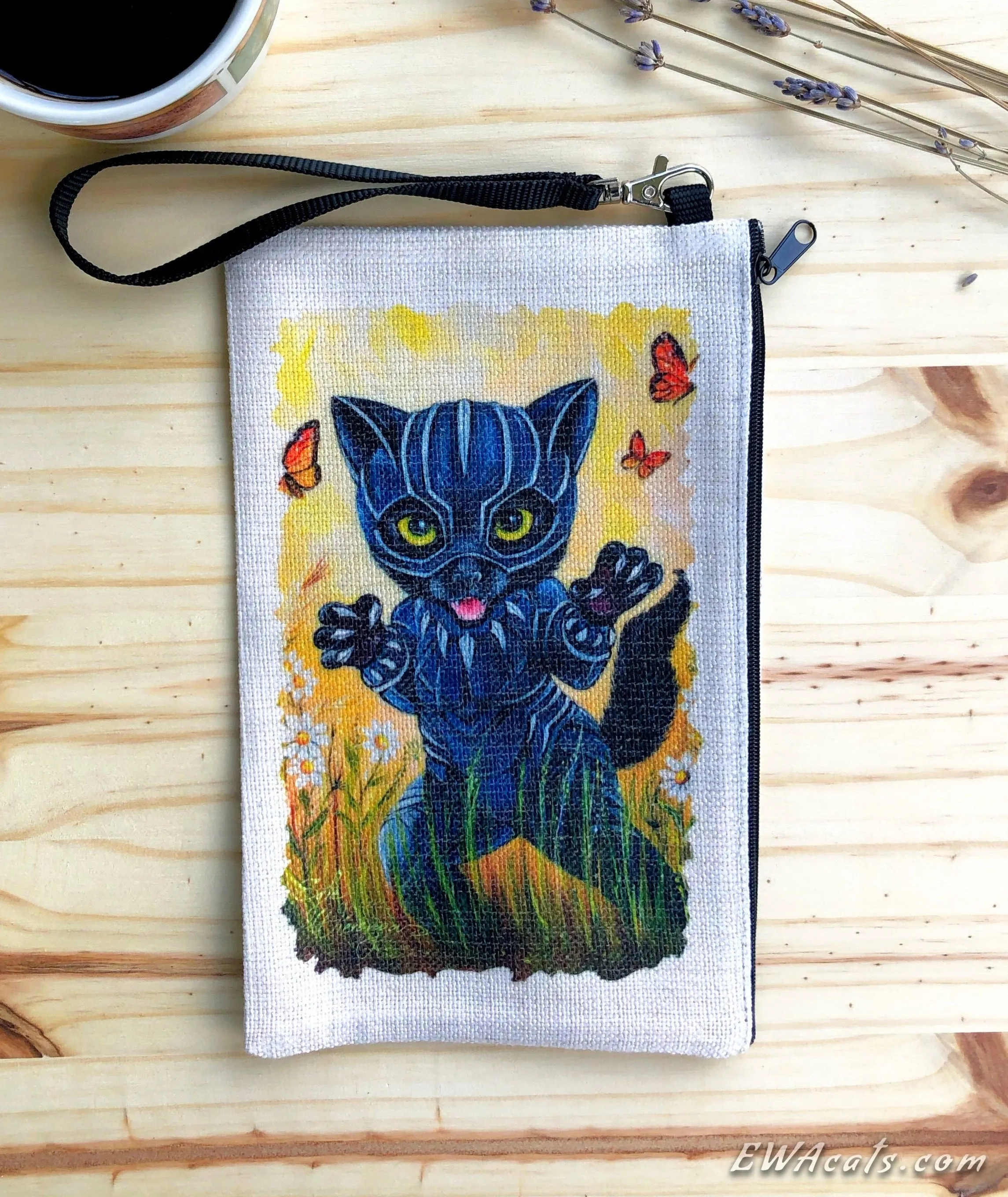 Linen Wallet "Kitty Panther"