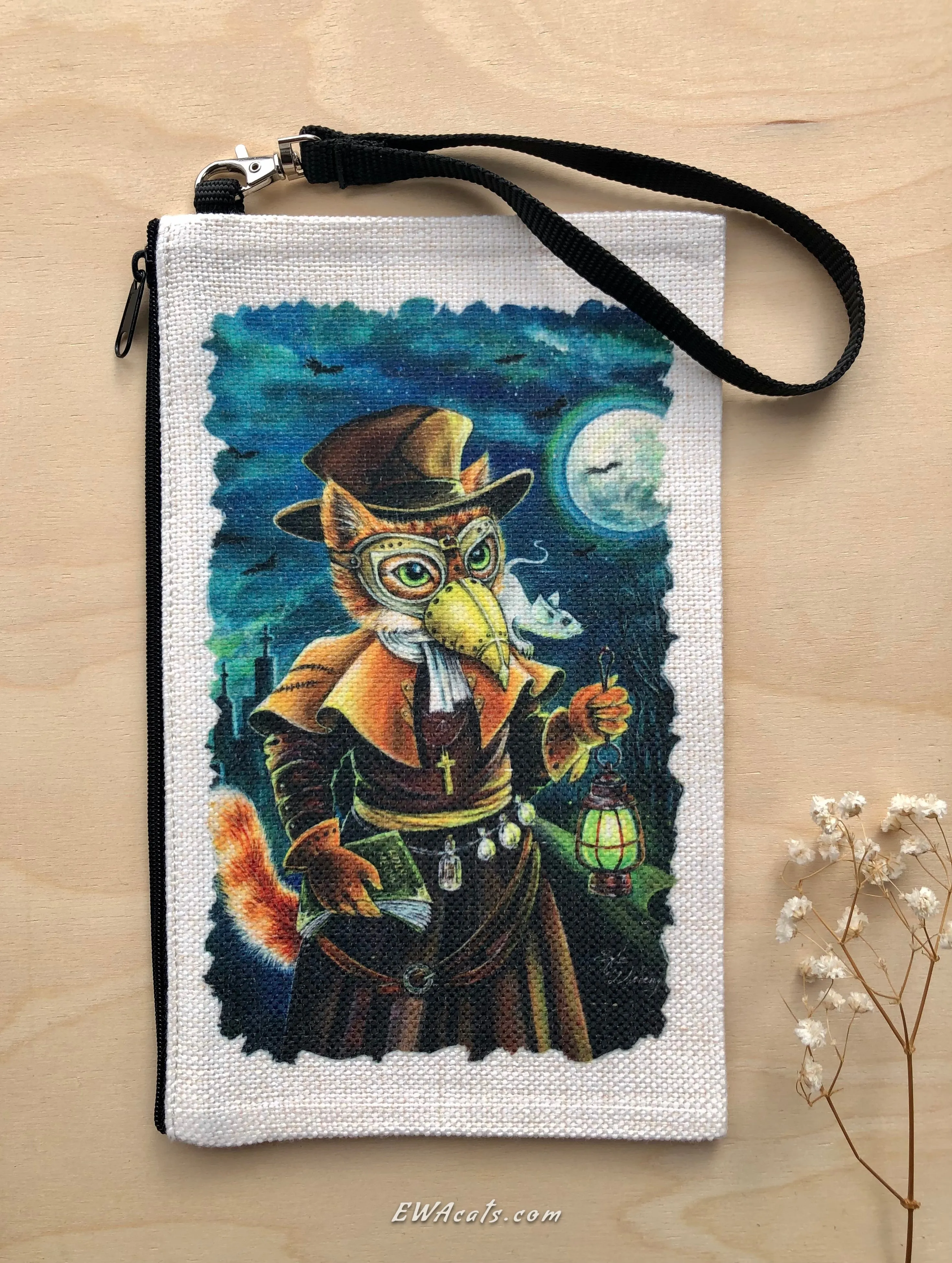 Linen Wallet "Plague Doctor Cat"