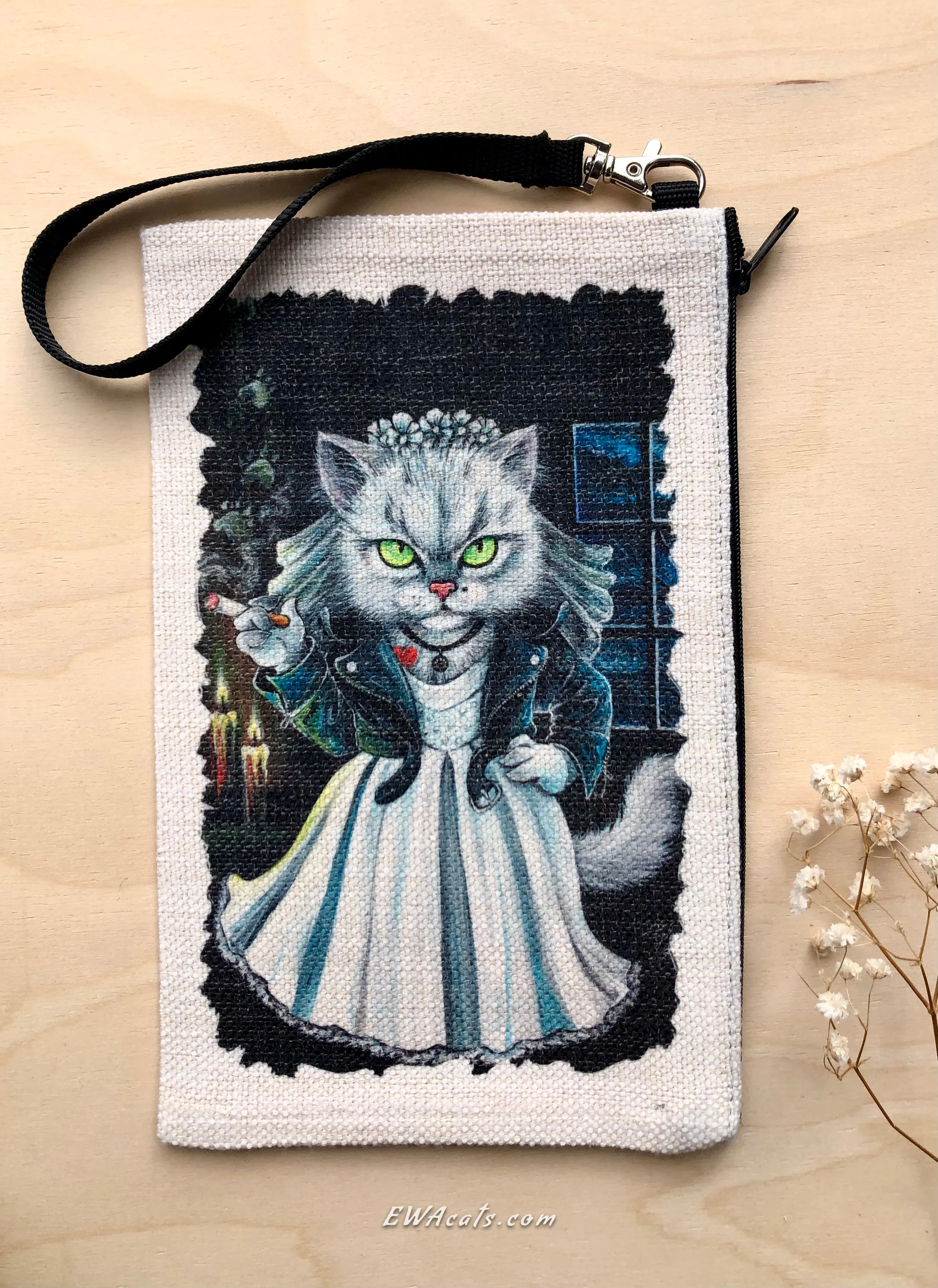 Linen Wallet "Tiffany Meowlentine"