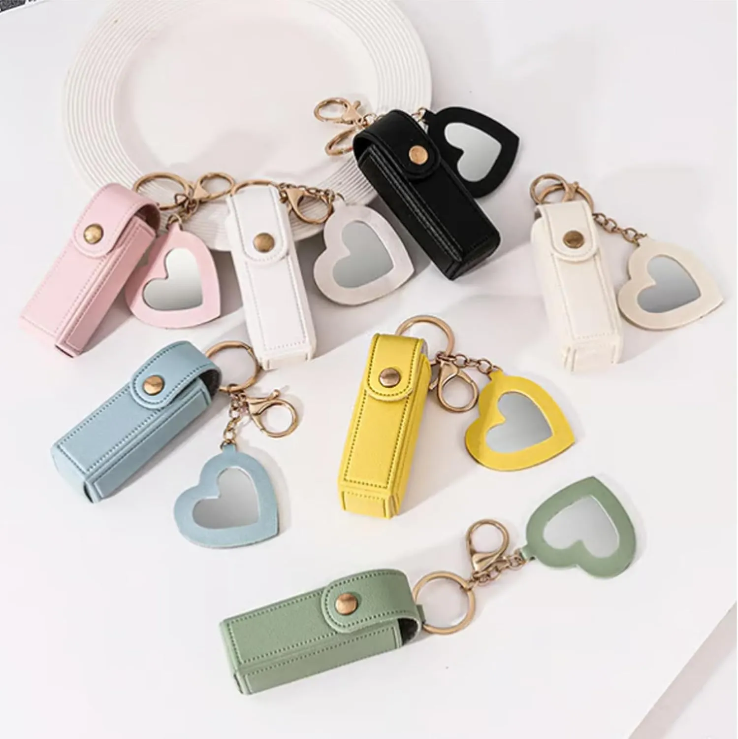 Lip Oil Keychain - Mirror & Oil 2-In-1,Lipstick Holder Keychain With Mirror,Lip Gloss KeyChainHolder,Chapstick Key ChainBulk