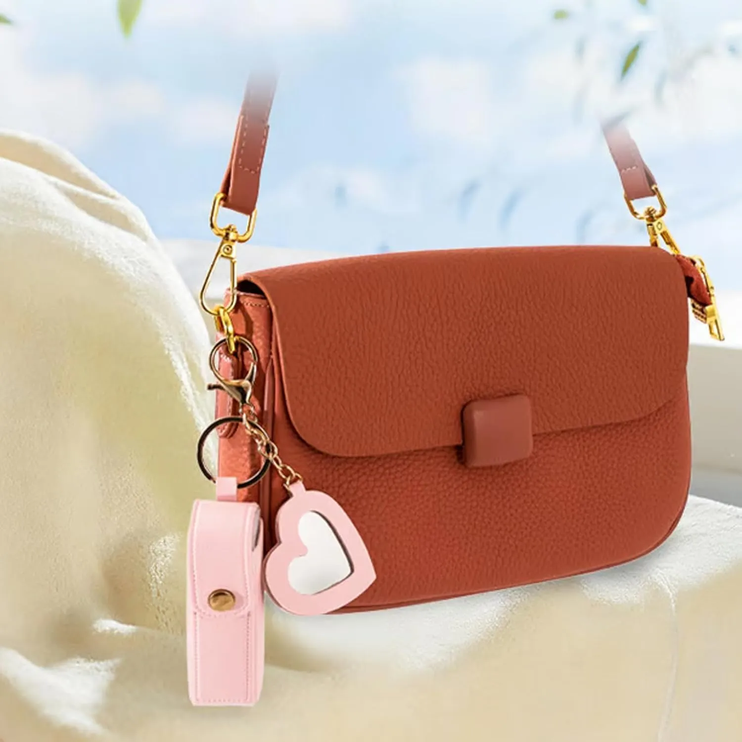 Lip Oil Keychain - Mirror & Oil 2-In-1,Lipstick Holder Keychain With Mirror,Lip Gloss KeyChainHolder,Chapstick Key ChainBulk