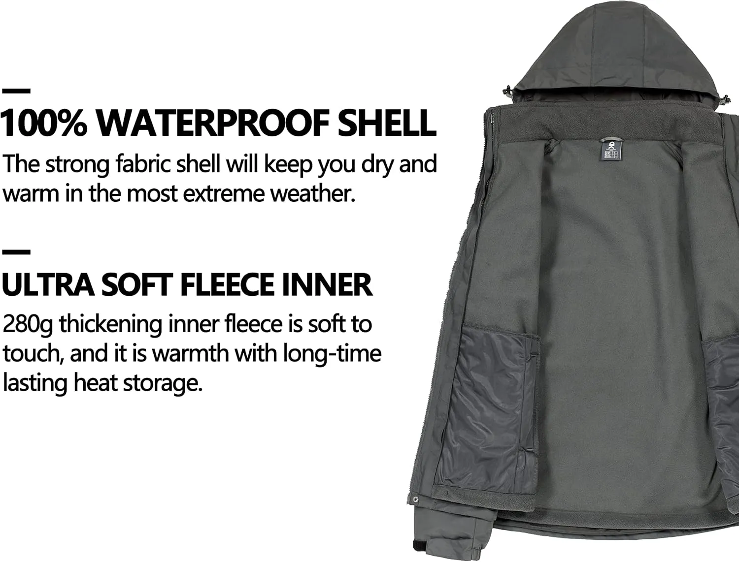 Little Donkey Andy Men's 3 in 1 Winter Ski Jacket Warm Fleece Liner Jacket Waterproof Windproof Snow Coat & Detachable Hood