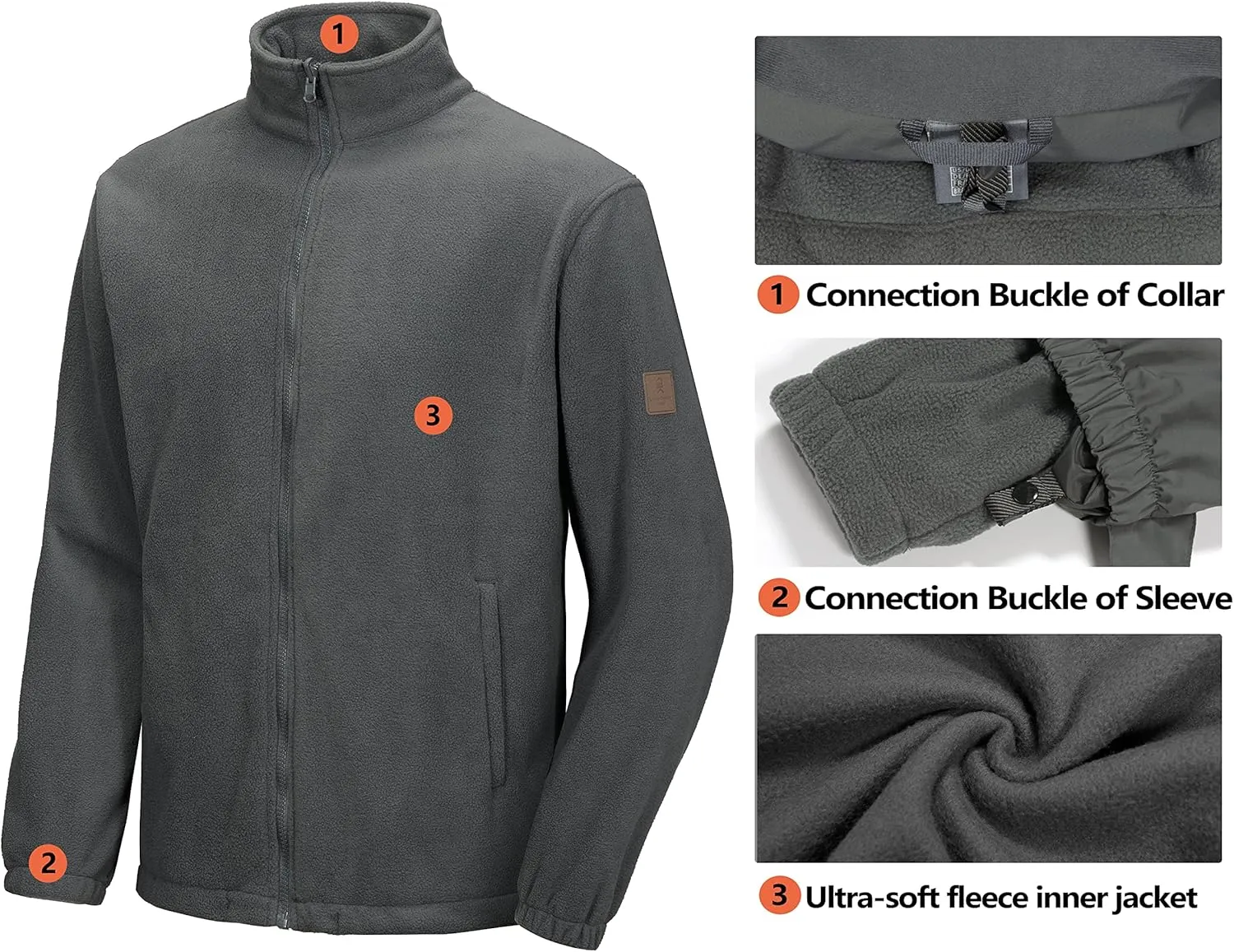 Little Donkey Andy Men's 3 in 1 Winter Ski Jacket Warm Fleece Liner Jacket Waterproof Windproof Snow Coat & Detachable Hood
