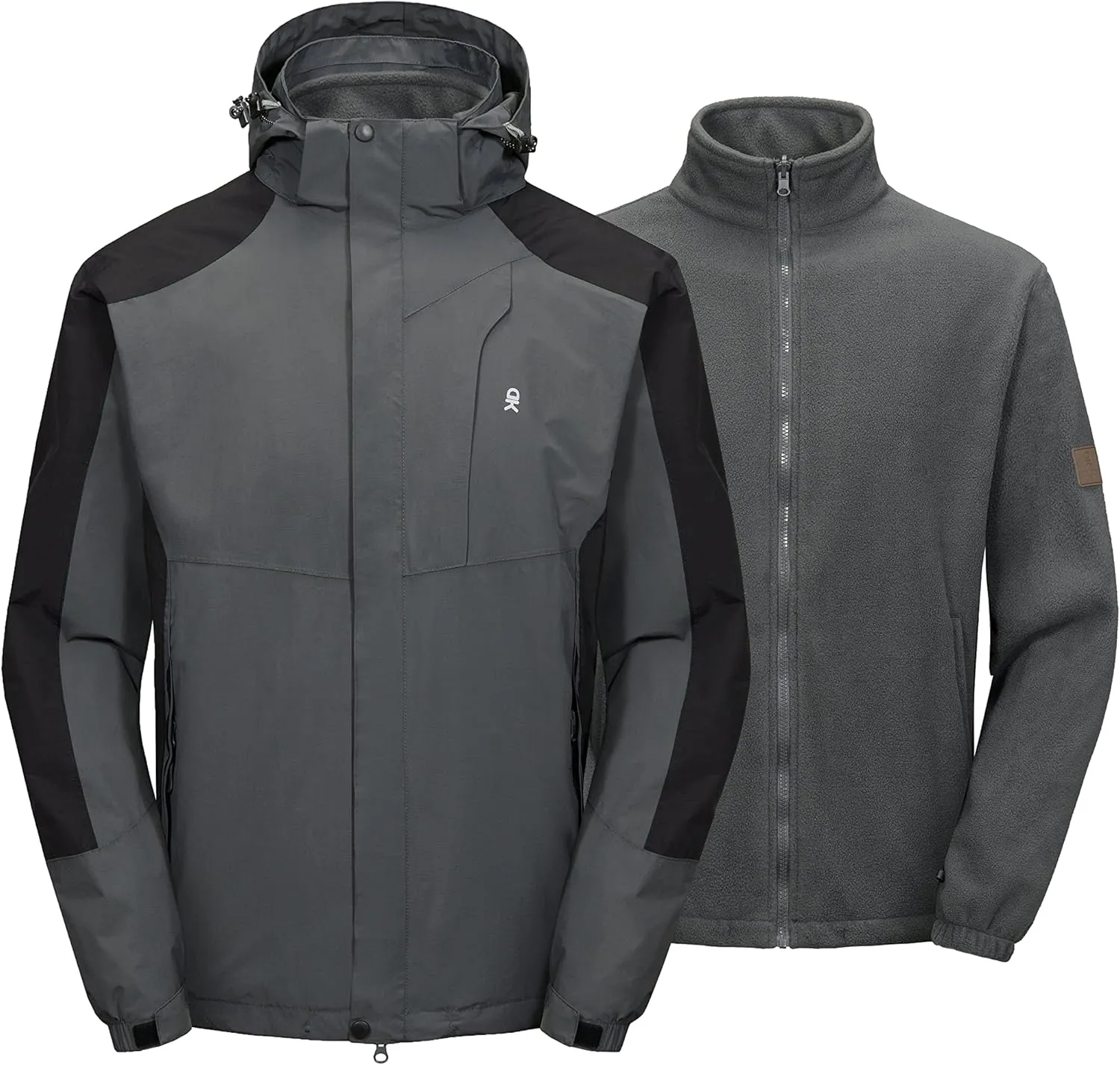 Little Donkey Andy Men's 3 in 1 Winter Ski Jacket Warm Fleece Liner Jacket Waterproof Windproof Snow Coat & Detachable Hood