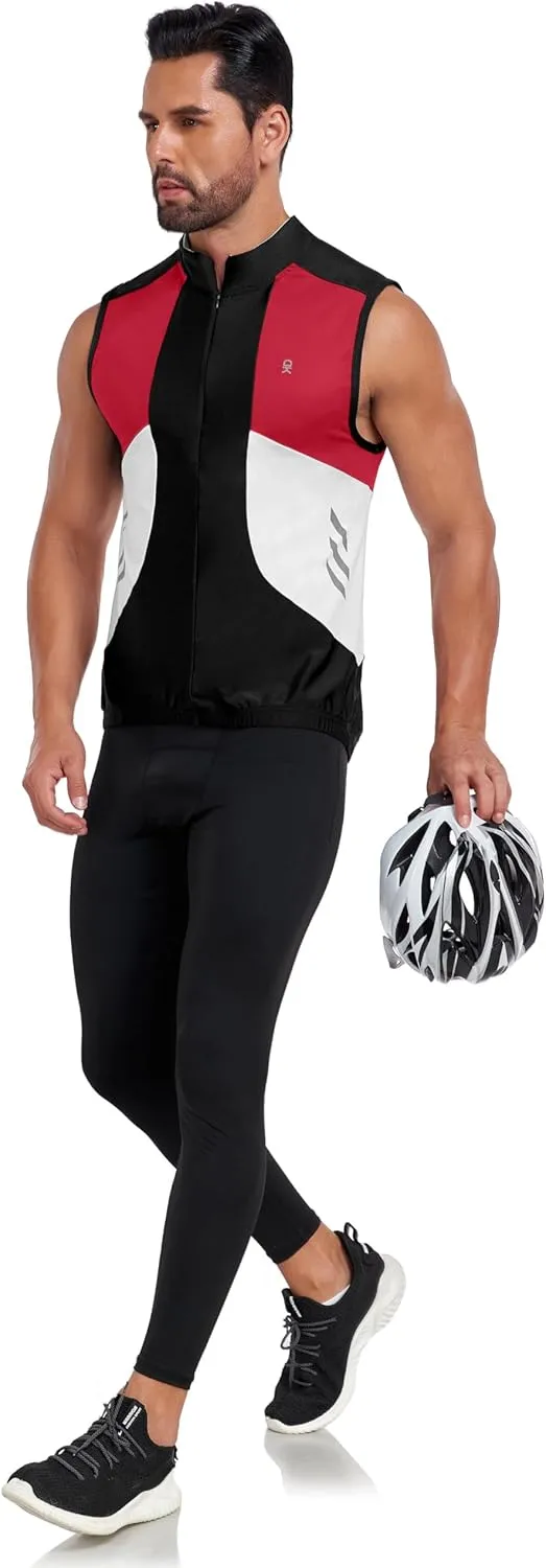 Little Donkey Andy Men's Half Zip Breathable Cycling Vests Reflective Sleeveless Jerseys Lightweight Bicycle Running
