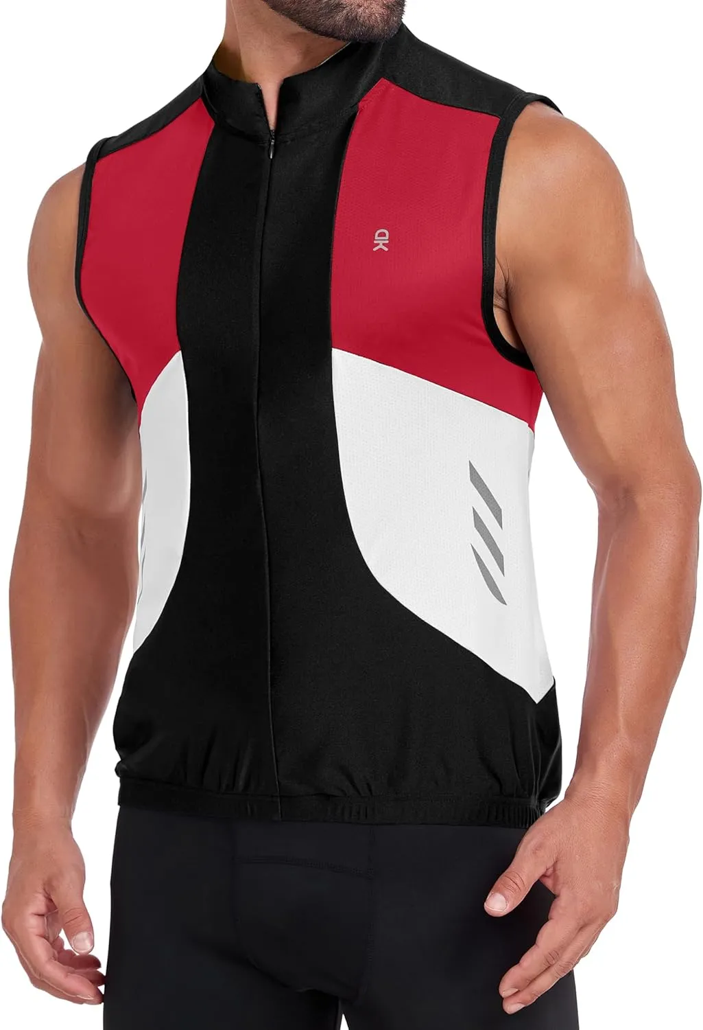 Little Donkey Andy Men's Half Zip Breathable Cycling Vests Reflective Sleeveless Jerseys Lightweight Bicycle Running