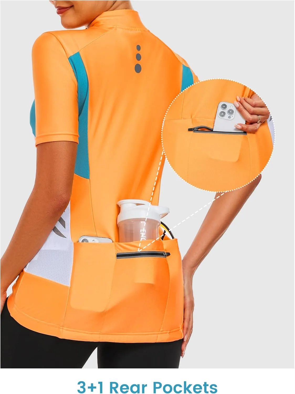 Little Donkey Andy Women's Half Zip Breathable Cycling Vests Reflective Sleeveless Jerseys Shirts Running 4 Rear Pockets