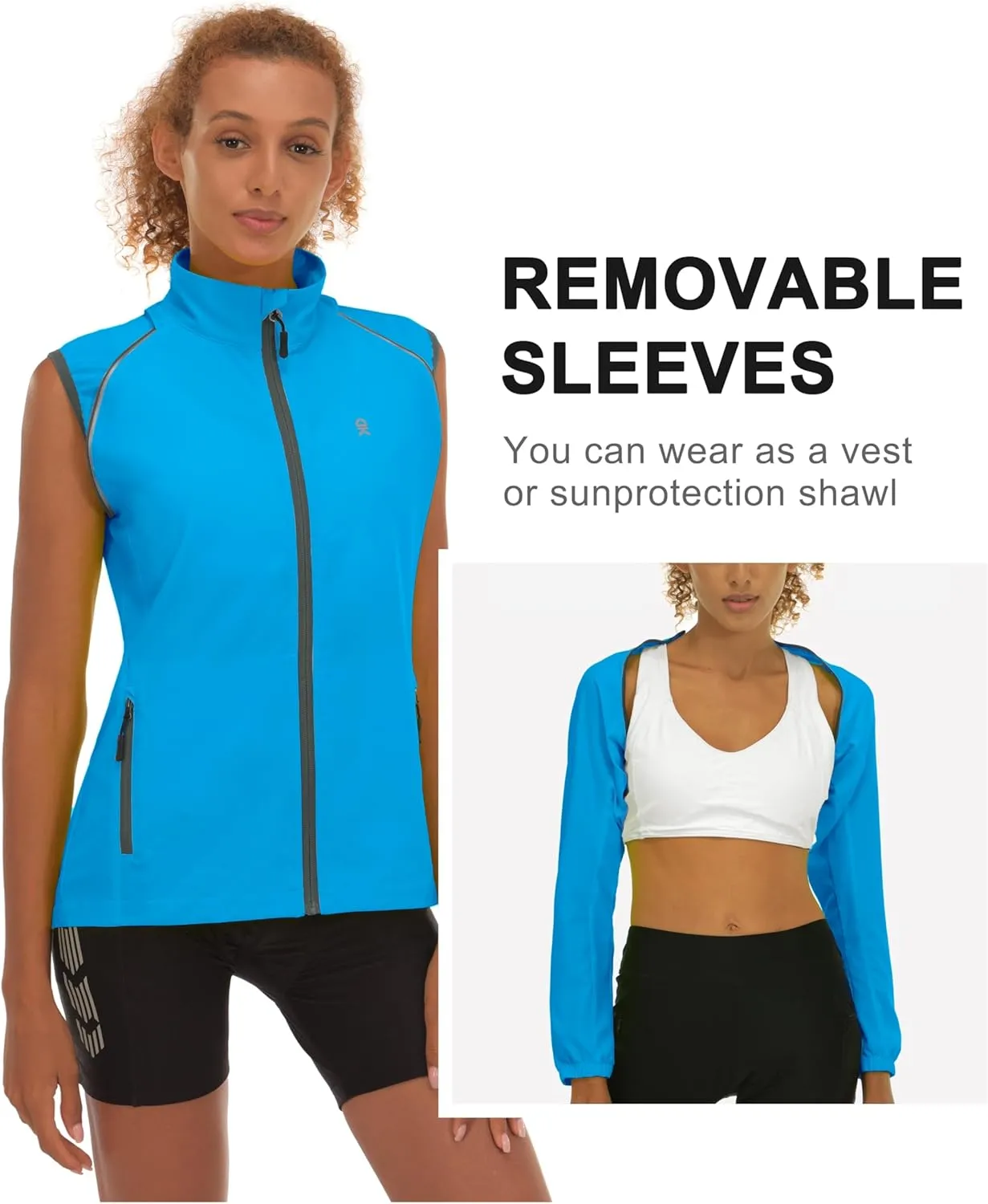 Little Donkey Andy Women's Lightweight Waterproof Cycling Jacket with Removable Sleeves for Biking Running Golf