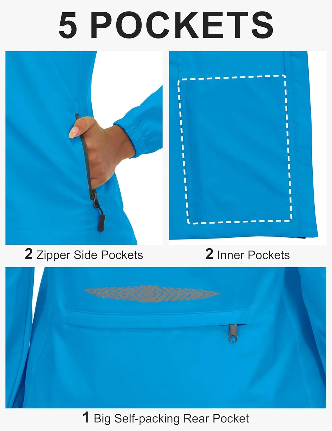 Little Donkey Andy Women's Lightweight Waterproof Cycling Jacket with Removable Sleeves for Biking Running Golf