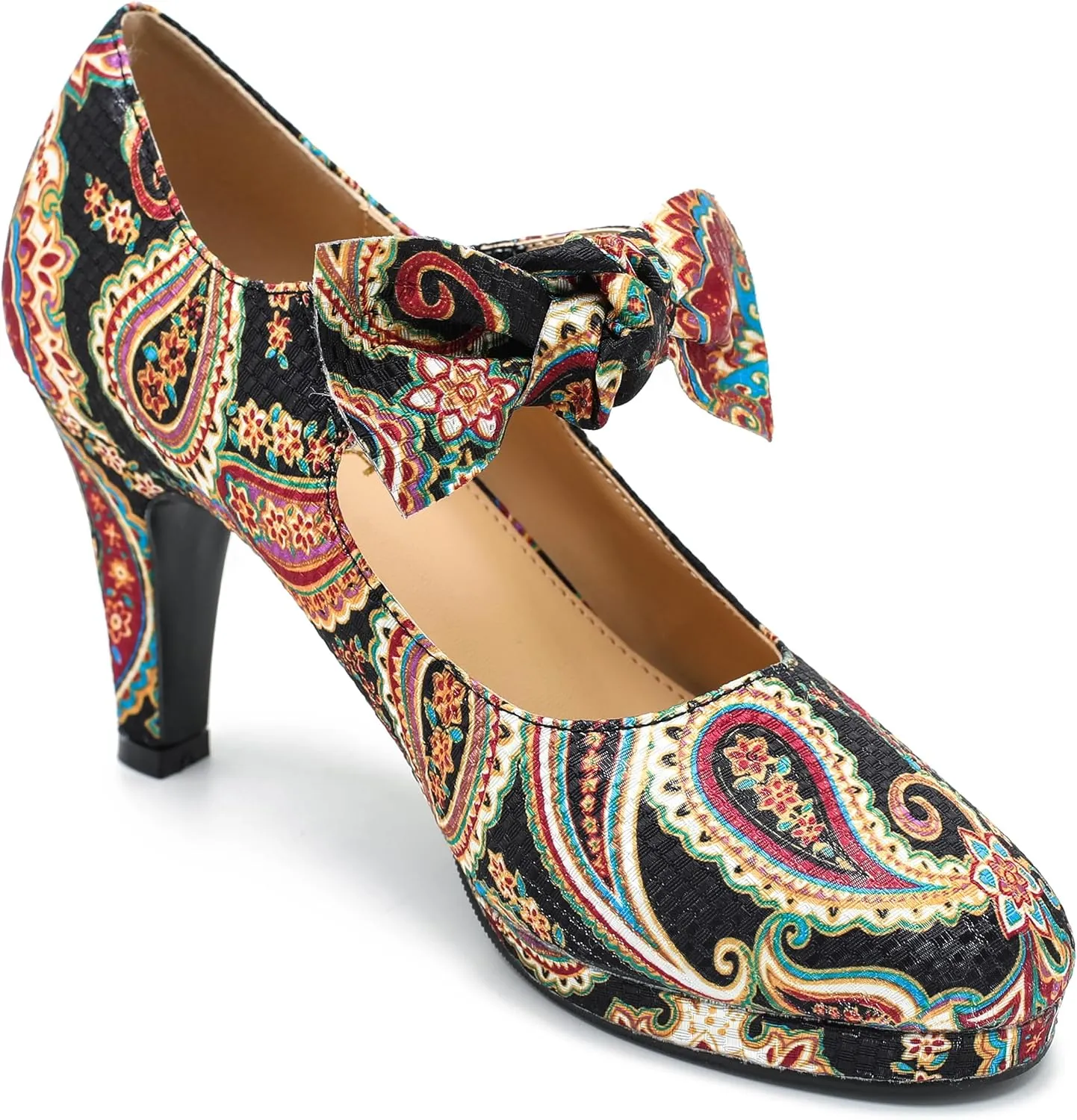 LIURUIJIA Women's Bow Platform Heels Mary Jane Pumps Ladies Sexy Cute Dressy Shoes for Wedding Work Party