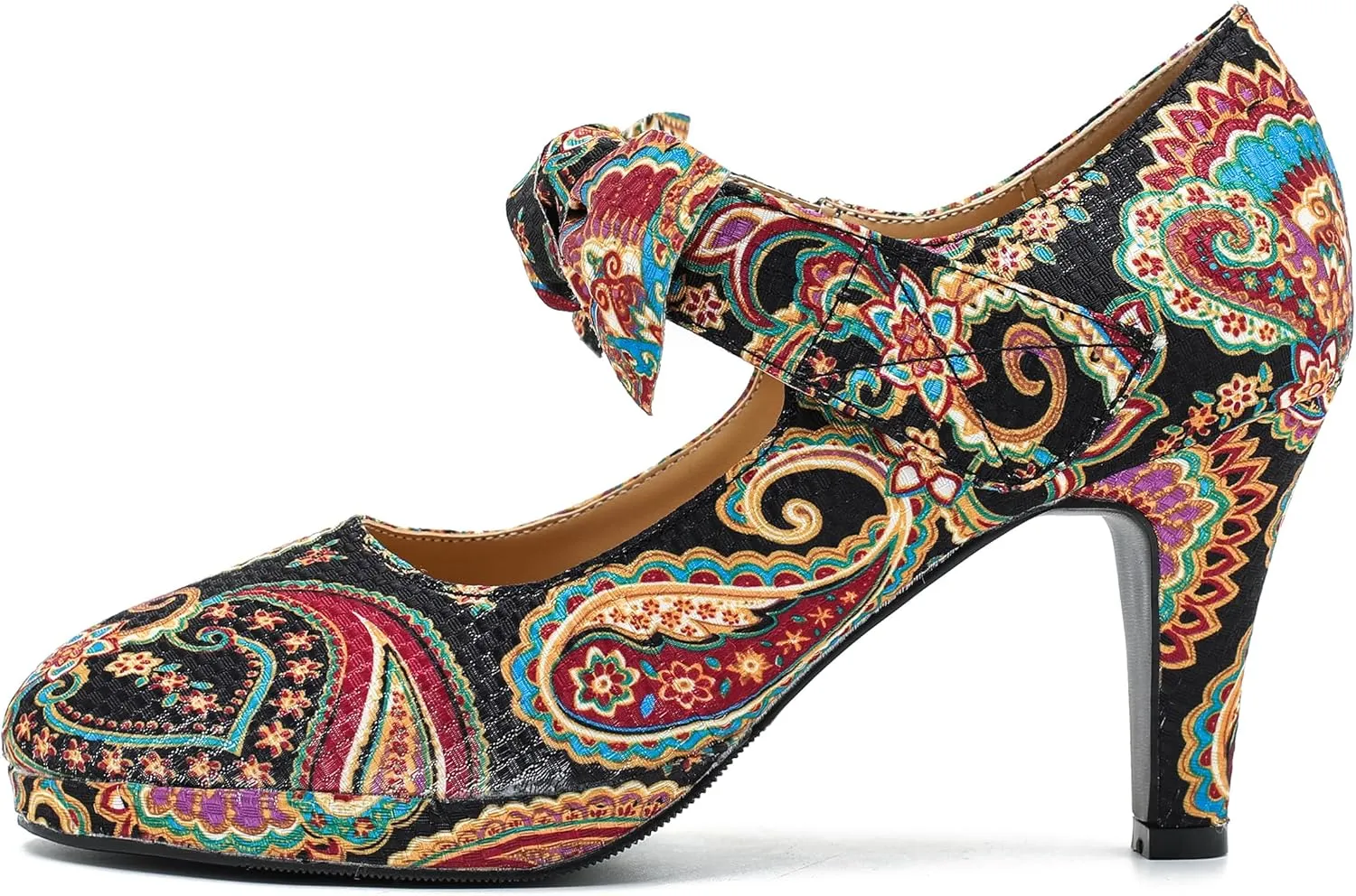 LIURUIJIA Women's Bow Platform Heels Mary Jane Pumps Ladies Sexy Cute Dressy Shoes for Wedding Work Party