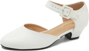 LIURUIJIA Women's Closed Toe Low Heel Dress Shoes Ankle Strap D'Orsay Work Office Comfortable Pumps