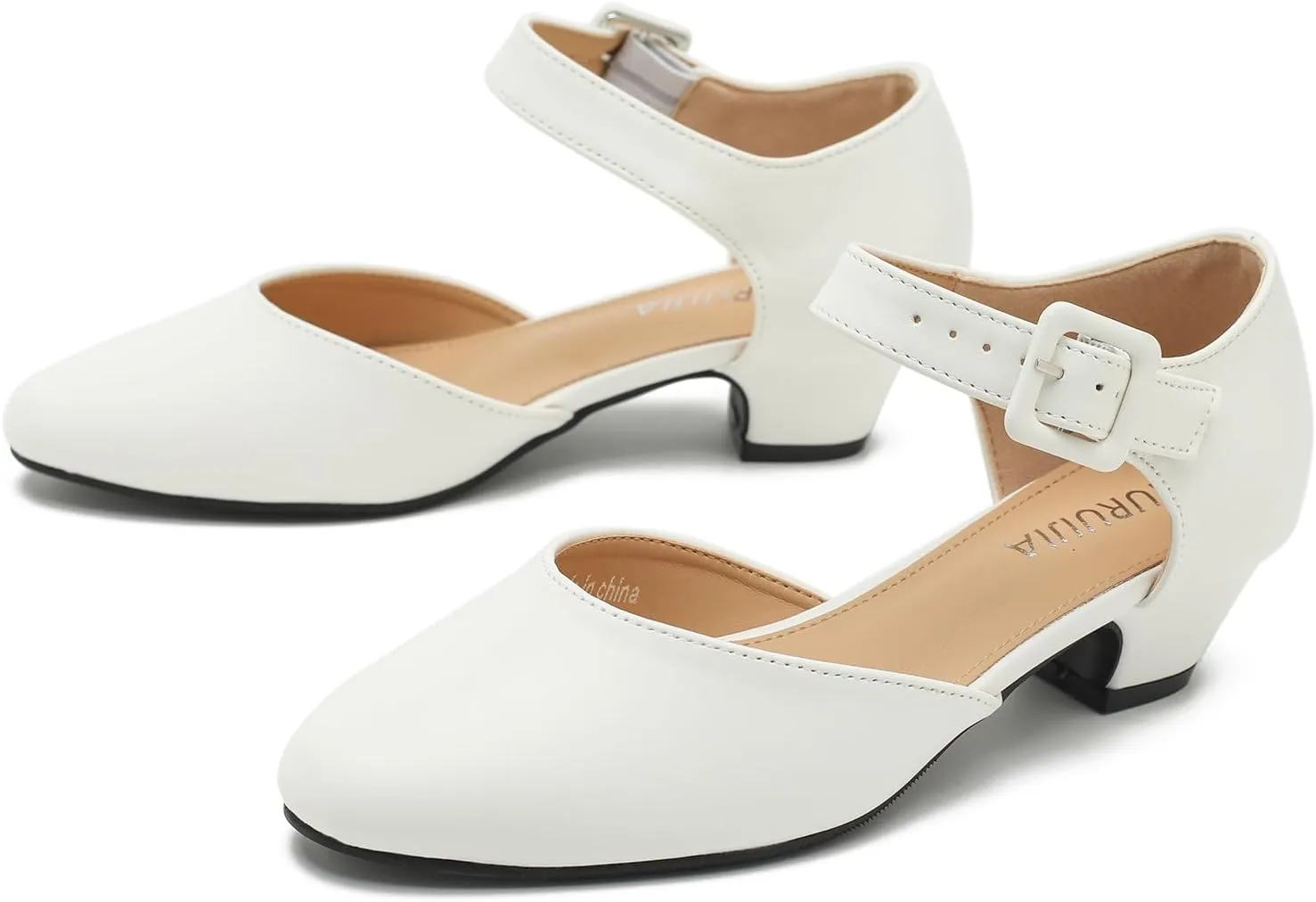 LIURUIJIA Women's Closed Toe Low Heel Dress Shoes Ankle Strap D'Orsay Work Office Comfortable Pumps
