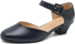 LIURUIJIA Women's Closed Toe Low Heel Dress Shoes Ankle Strap D'Orsay Work Office Comfortable Pumps